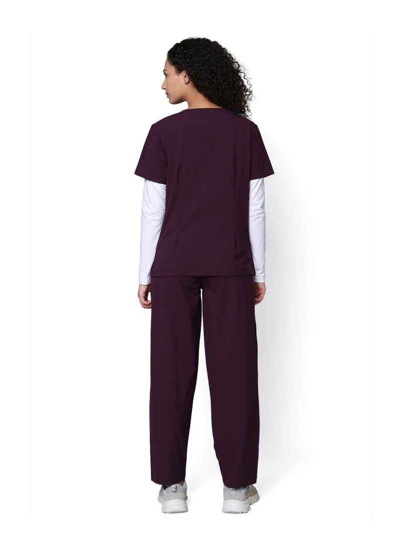 KNYA Ecoflex Women's Scrub suit 5 Pocket New Gen| For Doctors | Perfect stretch | Athleisure work wear. (L, Wine) - Image 2